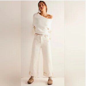 We The Free Free People Palmer Cuffed Jeans; Size 30; EUC; Color Eggshell